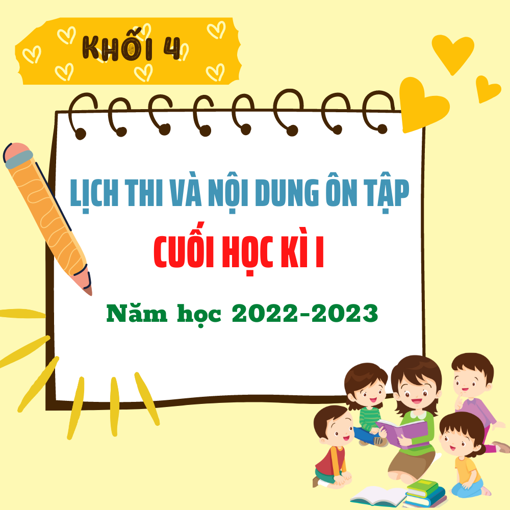 LỊCH THI VÀ NỘI DUNG ÔN TẬP KIỂM TRA ĐỊNH KỲ CUỐI HỌC KỲ I DÀNH CHO HỌC SINH LỚP 4