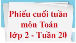 Phiếu bài tập cuối tuần môn Toán lớp 2 tuần 20