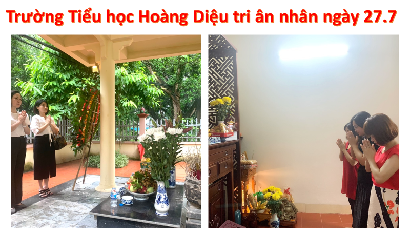 Hoạt động ý nghĩa hướng tới kỉ niệm 75 năm ngày Thương binh - Liệt sĩ của trường Tiểu học Hoàng Diệu