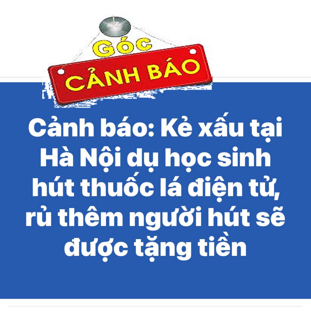 Học sinh tiểu học Hà Nội bị dụ hút thuốc lá điện tử, rủ thêm bạn được tiền