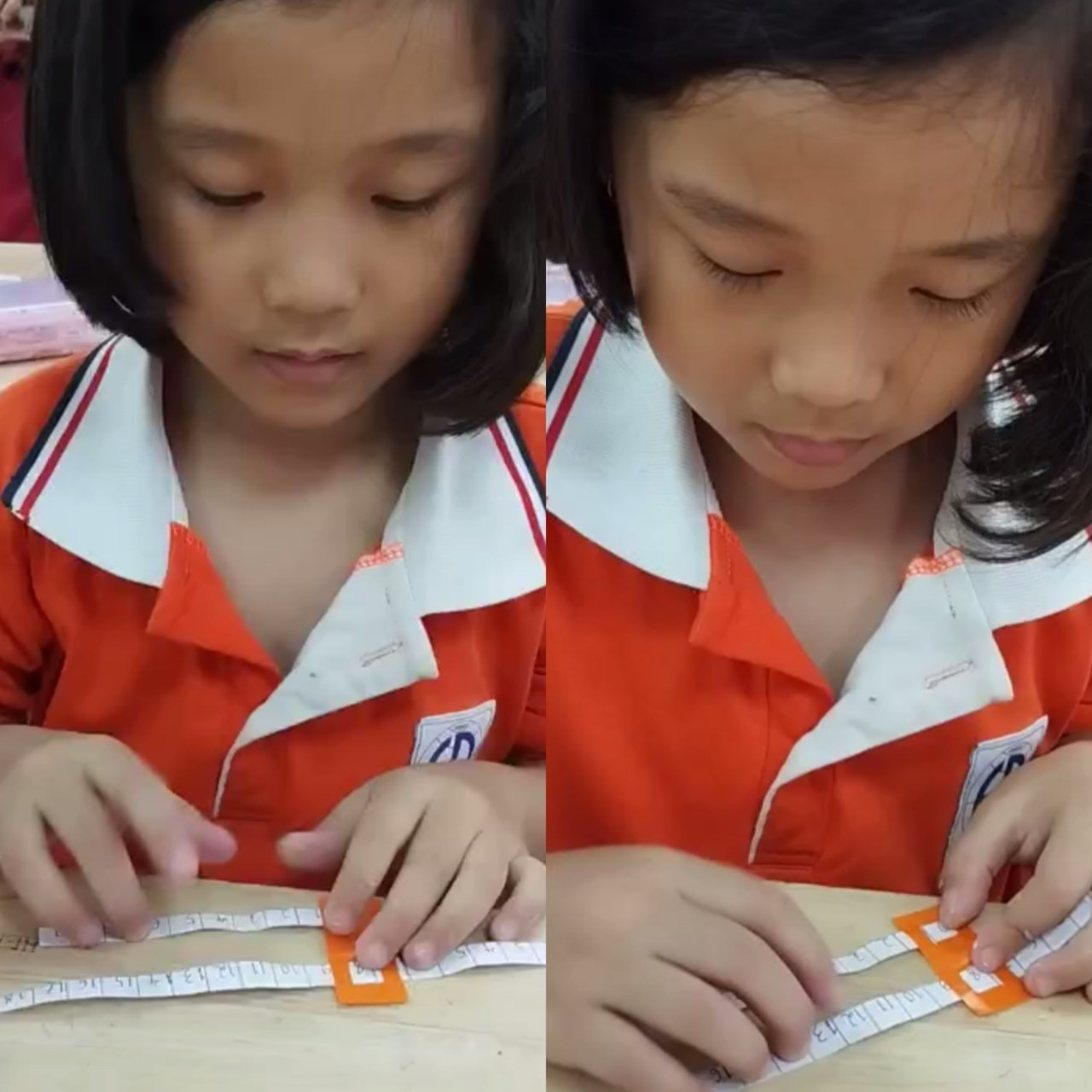 Các bạn nhỏ lớp 2A2 áp dụng làm thanh cộng thông minh trong tiết học toán