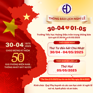 Thông báo lịch nghỉ lễ 30/4 - 1/5 năm 2025