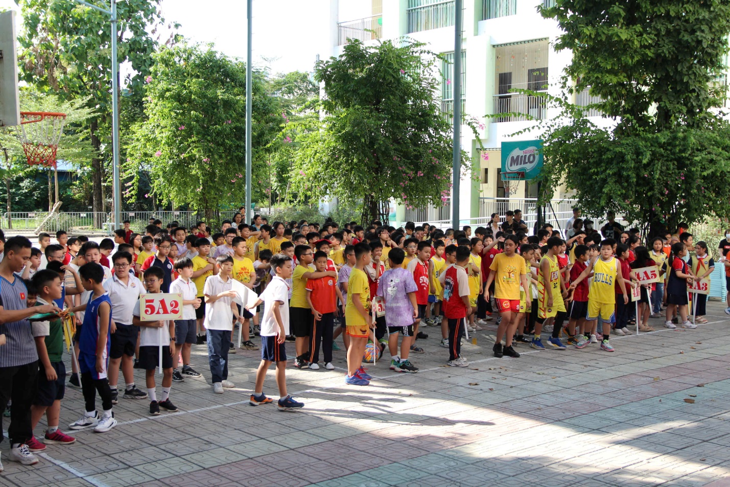 A group of people in yellow shirtsDescription automatically generated
