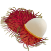 A red and white fruit

Description automatically generated