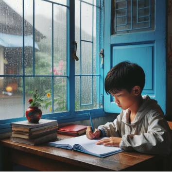 A child writing on a book

Description automatically generated