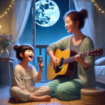 A person and child singing and playing guitar

Description automatically generated