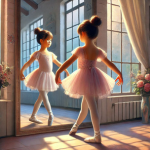 A child in a tutu standing in front of a mirror

Description automatically generated