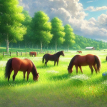 Horses grazing in a field

Description automatically generated