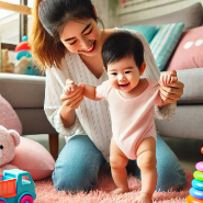 A person holding a baby

Description automatically generated