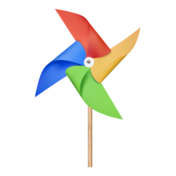 A colorful pinwheel on a stick

Description automatically generated
