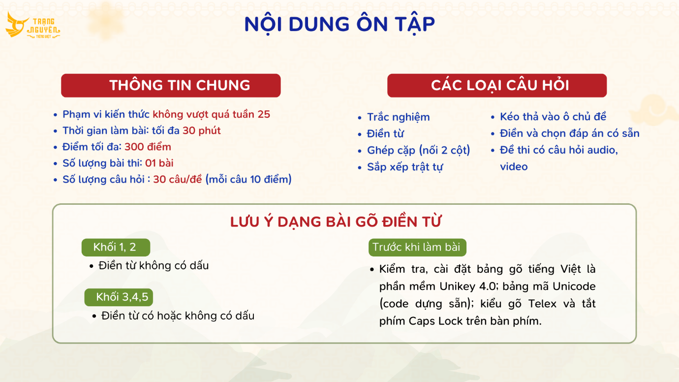 Nội dung ôn tập
