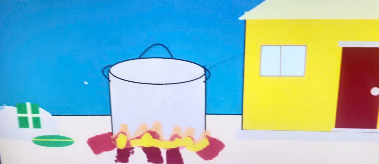 A drawing of a bucket and a house

Description automatically generated